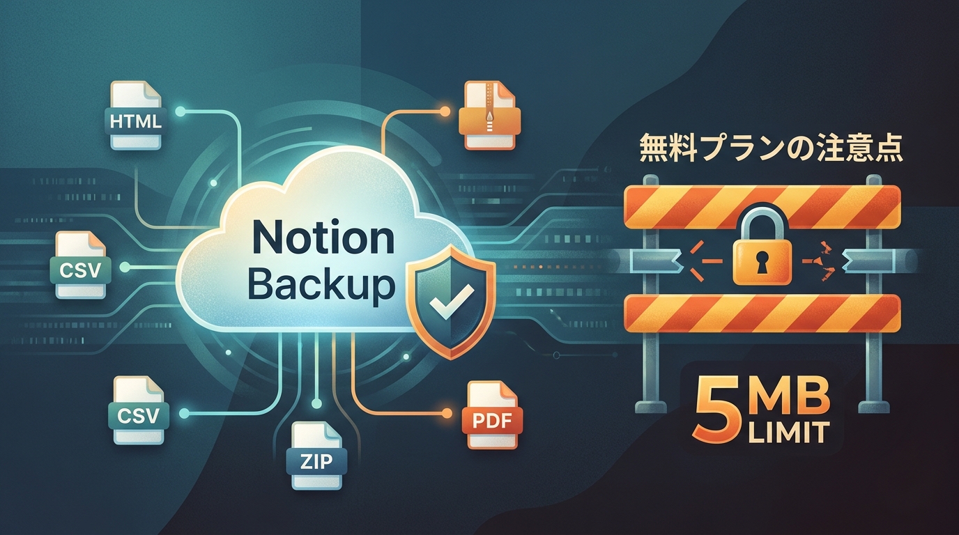 Notionのデータをバックアップする方法と無料プランの注意点
