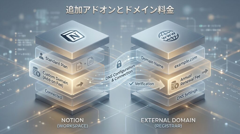 Notion Sitesの独自ドメイン利用時の費用構造と追加アドオン