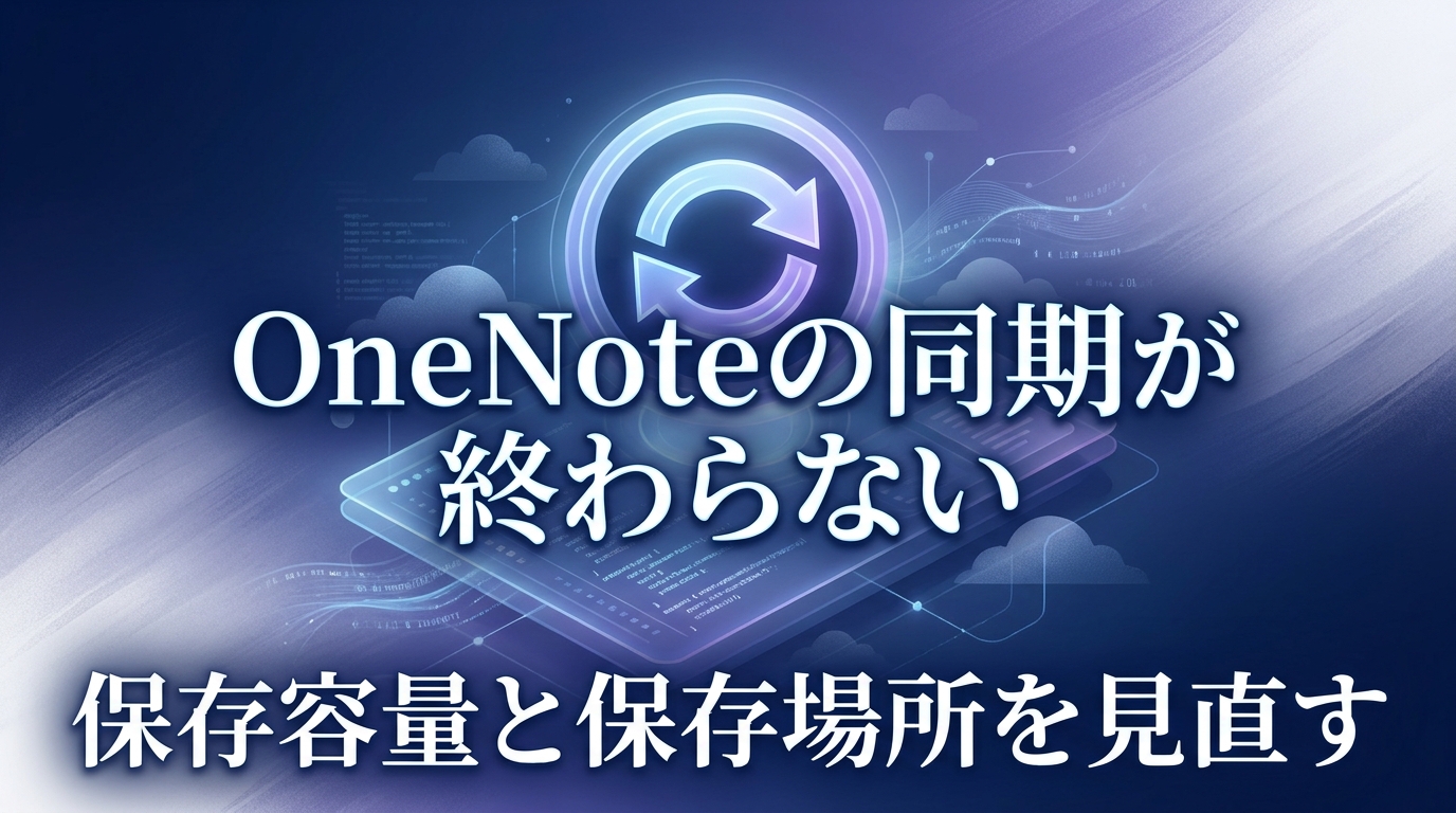 OneNoteの同期が終わらない原因と容量・保存場所を見直すイメージ
