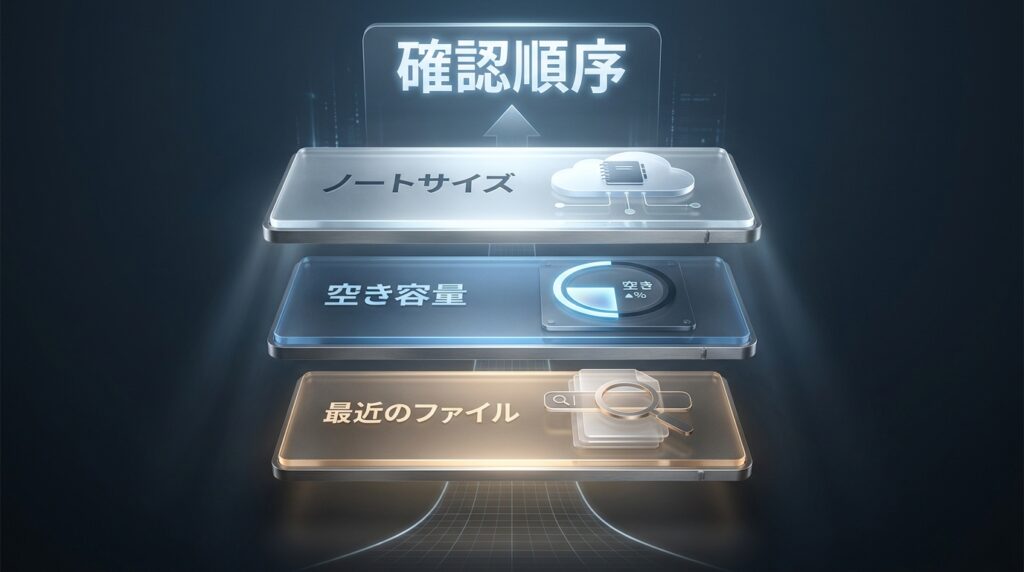 OneNoteの同期エラー時に確認する容量と保存場所の順番