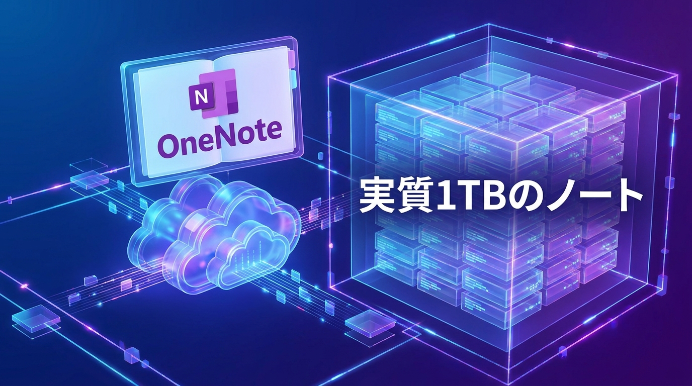 Microsoft 365のOneDrive容量を使ってOneNoteに資料を保存するイメージ